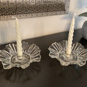 Vintage Glass  Taper Candle Holders